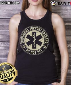 Funny 'Do Not Pet' Emotional Support Husband tank top for Father's Day, showcasing humor and love for dads.