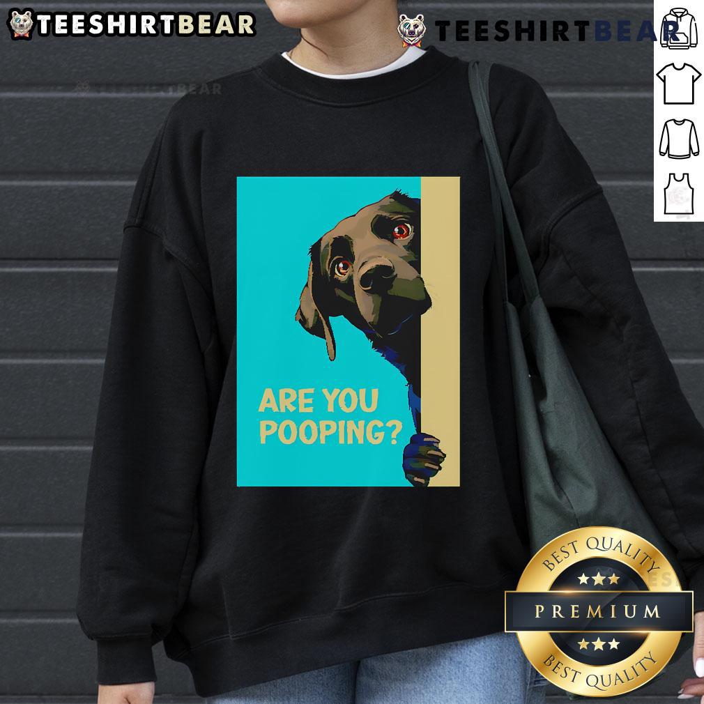 Funny Dog Are You Pooping Sweatshirt Funny dog sweatshirt with the phrase Are You Pooping? featuring a cartoon dog; perfect for dog lovers and humor enthusiasts.