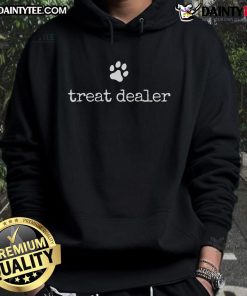 Funny dog treat dealer hoodie featuring a humorous design for dog lovers and owners, perfect for showcasing dog treats.