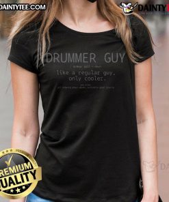 Funny drummer guy definition on a vintage drum set, perfect for drumming ladies tee design.