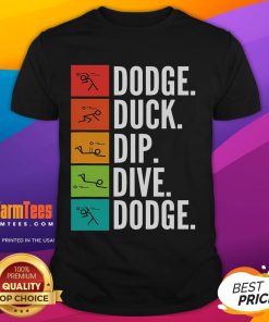 Funny Duck Dip Dive I Ball Games I Dodgeball T-Shirt featuring a whimsical duck diving in action, perfect for sports enthusiasts.