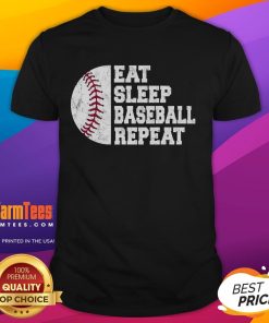 Alt Text: Funny Eat Sleep Baseball Repeat T-shirt design featuring a baseball player, perfect for baseball enthusiasts.