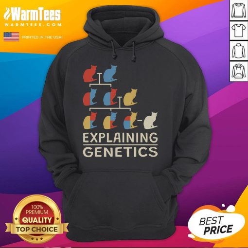 Funny cat teaching genetics in a hoodie, perfect for genomics biologists and genetics enthusiasts.