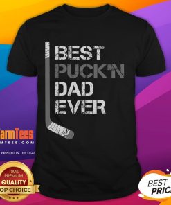 Funny Father's Day Hockey Dad T-Shirt with 'Best Puck'N Dad Ever' slogan, perfect gift for hockey-loving dads.