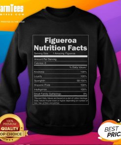 Alt Text: Funny Figueroa Nutrition Facts sweatshirt featuring playful graphics and vibrant colors, perfect for casual wear.
