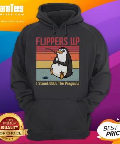 Funny Flippers Up I Stand With The Penguins Vintage Hoodie featuring playful penguin graphics and cozy design.