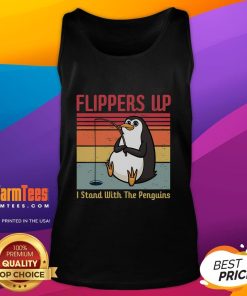 Funny flippers up I stand with the penguins vintage tank top featuring playful penguin graphics on a stylish design.
