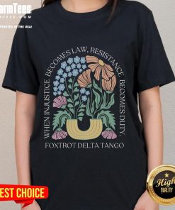 Funny Foxtrots Delta Tangos Flower Boho Ladies Tee featuring a vibrant floral design and playful text.
