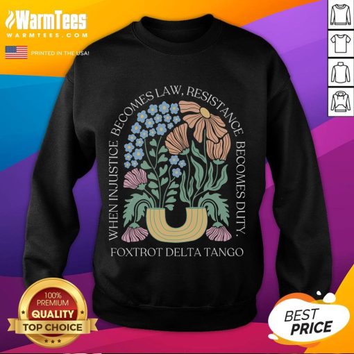 Funny Foxtrots Delta Tangos Flower Boho Sweatshirt featuring vibrant floral design and cozy fit for stylish comfort.