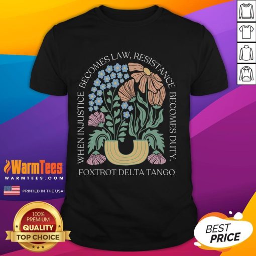 Funny Foxtrots Delta Tangos Flower Boho T-Shirt featuring vibrant floral designs and a playful, trendy style.