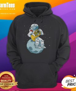 Funny French Horn astronaut in a brass music hoodie, showcasing a whimsical design for music lovers and musicians.