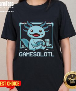 Funny Gamesalotl boy axolotl graphic tee for gaming ladies, featuring a playful axolotl character perfect for gamers.