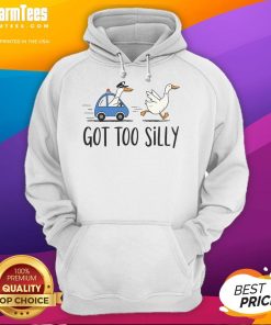 Funny goose in a silly pose wearing a humor police hoodie, showcasing playful pun humor in a vibrant setting.