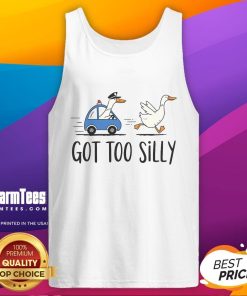 Funny goose wearing a police tank top, showcasing silly pun humor and playful personality in a lighthearted scene.