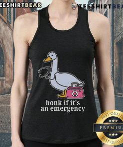 Funny Goose Nurse tank top with Honk If It's An Emergency slogan, perfect for healthcare professionals and animal lovers.