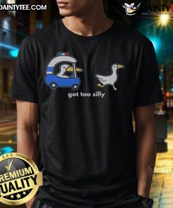 Funny Got Too Silly Goose Police T-Shirt featuring a playful goose design with humorous text for casual wear.