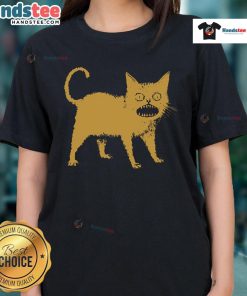 Funny Horrible Japanese Cat Ladies Tee featuring quirky cat illustrations and humorous text for cat lovers.