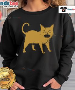 Funny horrible Japanese cat sweatshirt featuring a quirky design of a playful cat in vibrant colors.