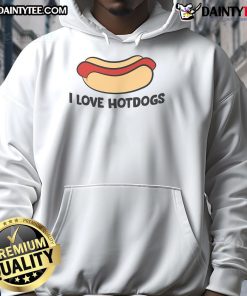 Funny I Love Hotdogs hoodie featuring a quirky hot dog graphic, perfect for hot dog lovers and casual wear.
