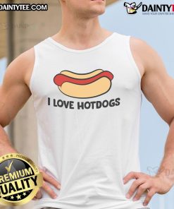 Funny I Love Hotdogs tank top for hot dog lovers, featuring a playful design perfect for summer BBQs and casual outings.