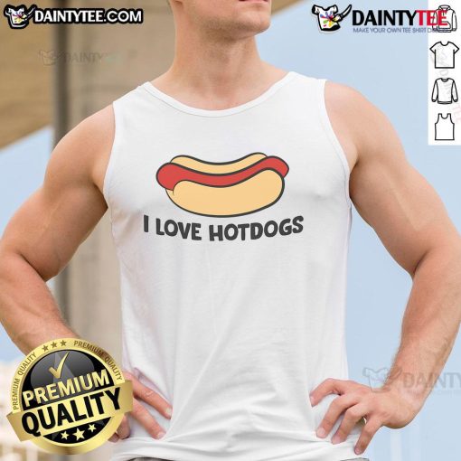 Funny I Love Hotdogs tank top for hot dog lovers, featuring a playful design perfect for summer BBQs and casual outings.