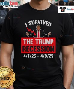 Alt Text: Funny I Survived The Trump Recession T-Shirt design featuring humorous text and vibrant colors.
