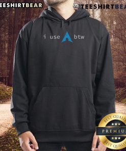 Funny 'I Use Arch Btw' meme hoodie design featuring playful graphics and text, perfect for tech enthusiasts and meme lovers.