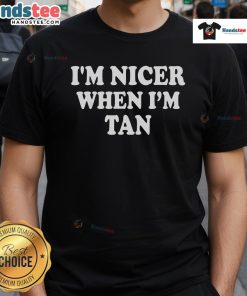 Funny I'M Nicer When I'M Tan T-Shirt design featuring playful text on a vibrant, sunny background.