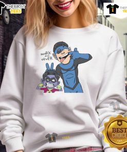 Funny Invincible Mark and Oliver sweatshirt featuring vibrant graphics and playful design, perfect for fans of the series.