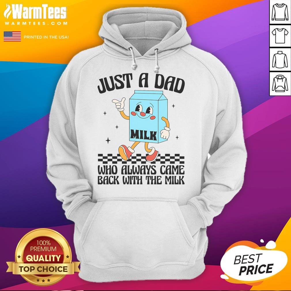 Funny Just A Dad Who Always Came Back With The Milk Saying Hoodie Funny hoodie for dads: 'Just a dad who always came back with the milk' design, perfect for humorous gift ideas.