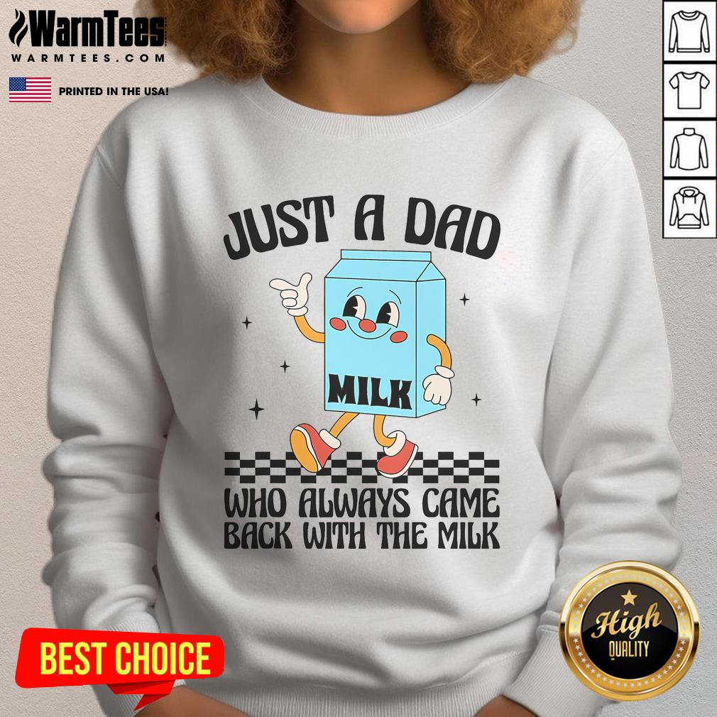 Funny Just A Dad Who Always Came Back With The Milk Saying Sweatshirt Funny Just A Dad Who Always Came Back With The Milk sweatshirt, perfect for dad humor and casual wear.