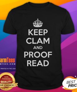 Funny Keep Calm and Proofread English Teacher T-Shirt design featuring humorous text and vibrant colors.