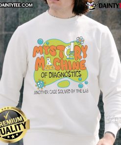 Funny Lab Week 2025 Retro Mystery Machine of Diagnostics Sweatshirt featuring vibrant graphics and a playful design.