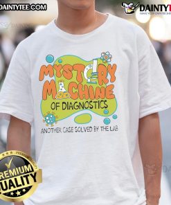 Funny Lab Week 2025 Retro Mystery Machine Diagnostics T-Shirt featuring a colorful design and playful graphics.