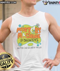 Funny Lab Week 2025 retro Mystery Machine of Diagnostics tank top design featuring vibrant colors and playful graphics.