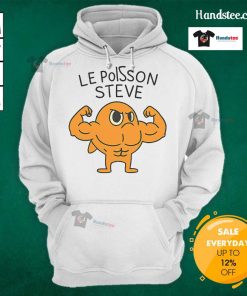 Funny Le Poisson Steve muscular fish cartoon hoodie featuring a vibrant design and playful character.
