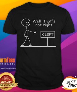 Funny Left Sign Well Thats Not Right Stickman T-Shirt featuring a humorous stickman design and playful text.