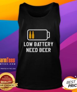 Funny low battery brewing tank top design for beer lovers, perfect for brewers who need a laugh while crafting beer.