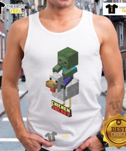 Funny Minecraft chicken jockeys in cute tank tops, showcasing adorable characters from the game in a vibrant scene.