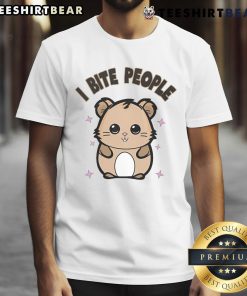 Alt Text: Cute 'Funny Mouse I Bite People' T-Shirt featuring an adorable cartoon mouse design, perfect for animal lovers.