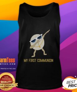 Funny My First Communion Dabbing Wafer tank top, perfect for kids' 1st Communion celebrations and fun family photos.