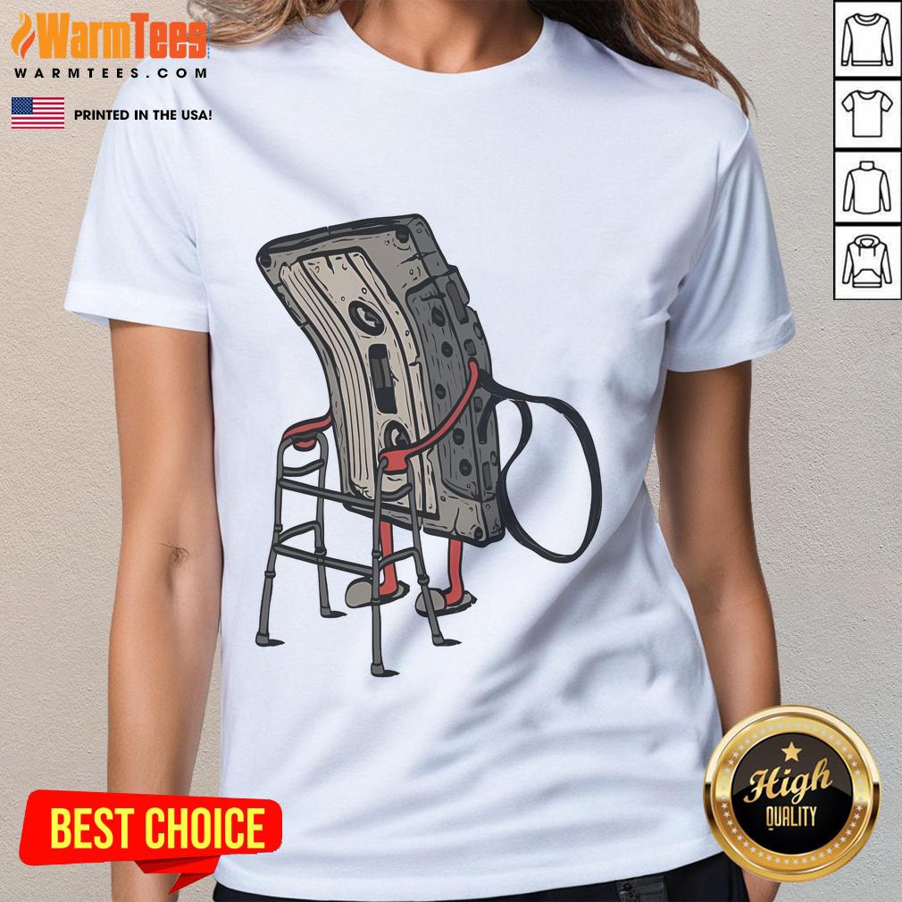 Funny Old Cassette Retro Ladies Tee Funny old cassette retro ladies tee featuring a playful vintage cassette design, perfect for music lovers.