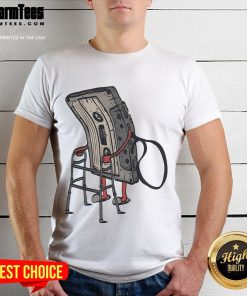 Funny old cassette retro T-shirt featuring a colorful vintage cassette tape design for music lovers and nostalgia fans.