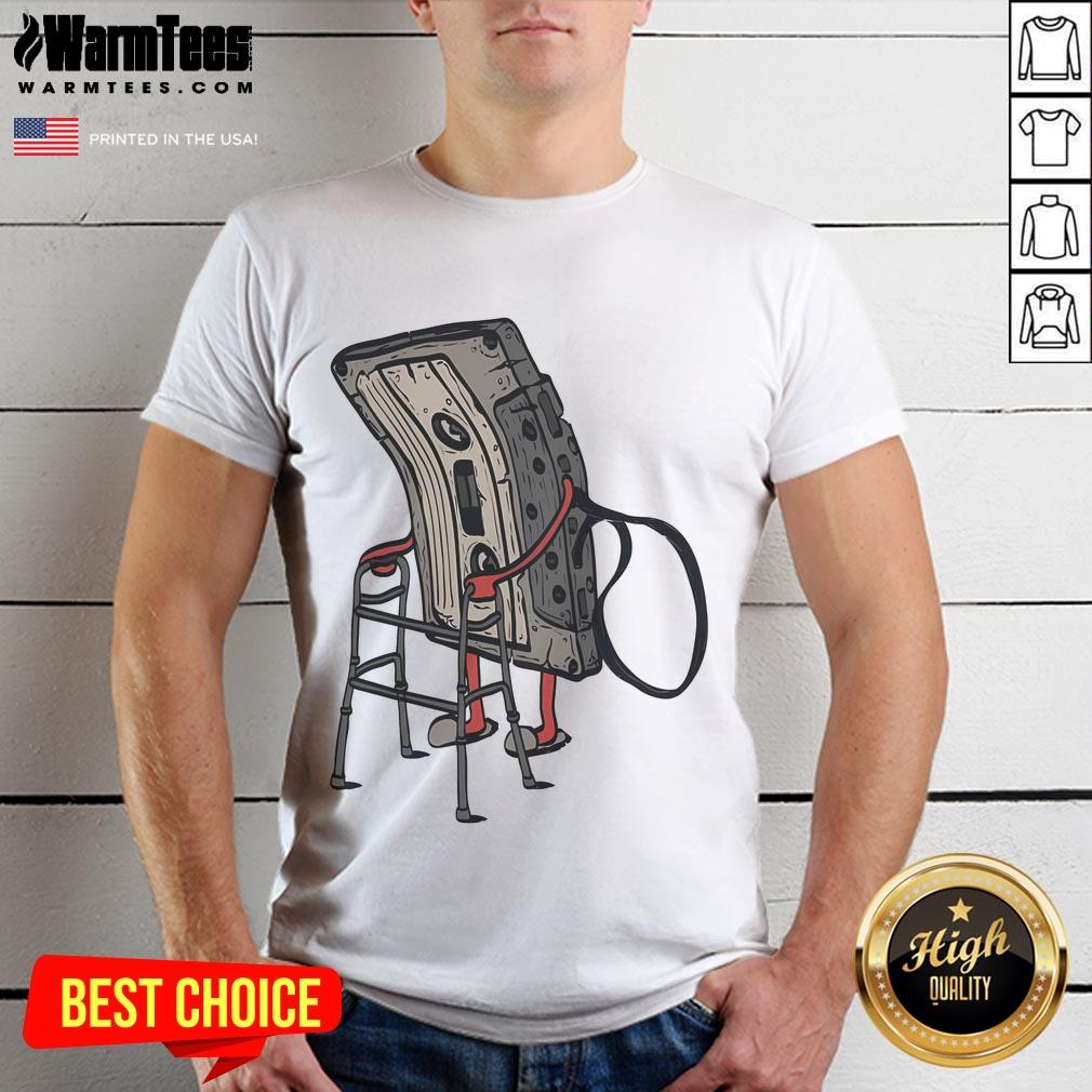 Funny Old Cassette Retro T Shirt Funny old cassette retro T-shirt featuring a colorful vintage cassette tape design for music lovers and nostalgia fans.