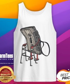 Funny old cassette retro tank top featuring a vibrant design perfect for vintage music lovers and casual summer style.
