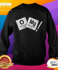 Funny OMG Oh My God Chemistry Periodic Table Sweatshirt design featuring vibrant elements and humorous text for science lovers.