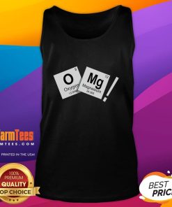 Alt Text: Funny OMG Oh My God Chemistry Periodic Table Tank Top featuring colorful elements and humorous design for science lovers.