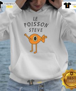Alt Text: Funny orange fish design on Steve Le Poisson hoodie, perfect for quirky fashion lovers and ocean enthusiasts.