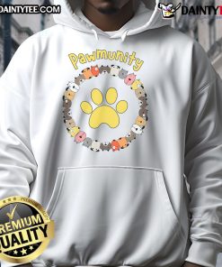 Alt Text: Funny Pawmunity Dog Lover Hoodie featuring playful dog graphics, perfect for dog enthusiasts and pet lovers.