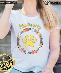 Funny Pawmunity Dog Lover Ladies Tee featuring a playful graphic, perfect for dog enthusiasts and casual wear.